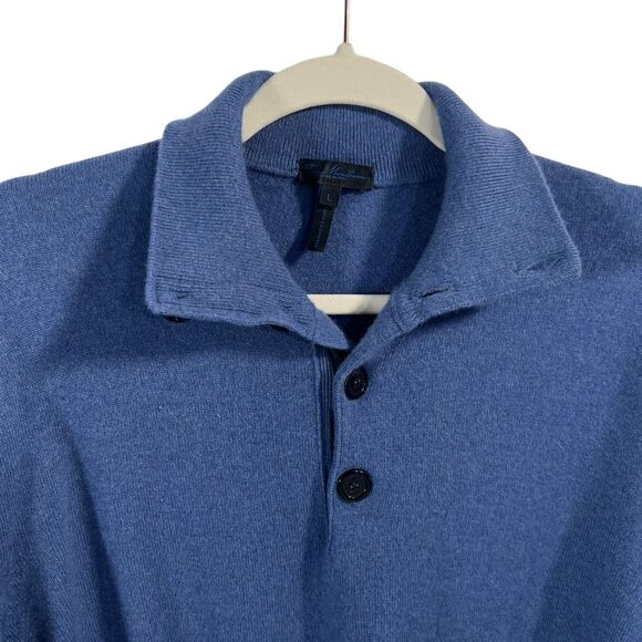 Enzo Mantovani Pullover Polo Sweater Large Cashmere Blue Knitted Italian Made - Picture 2 of 10